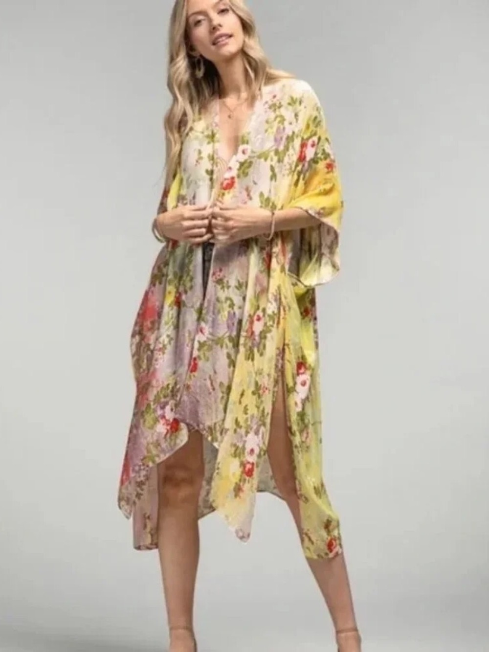 One by Onedder boho floral kimono coverup